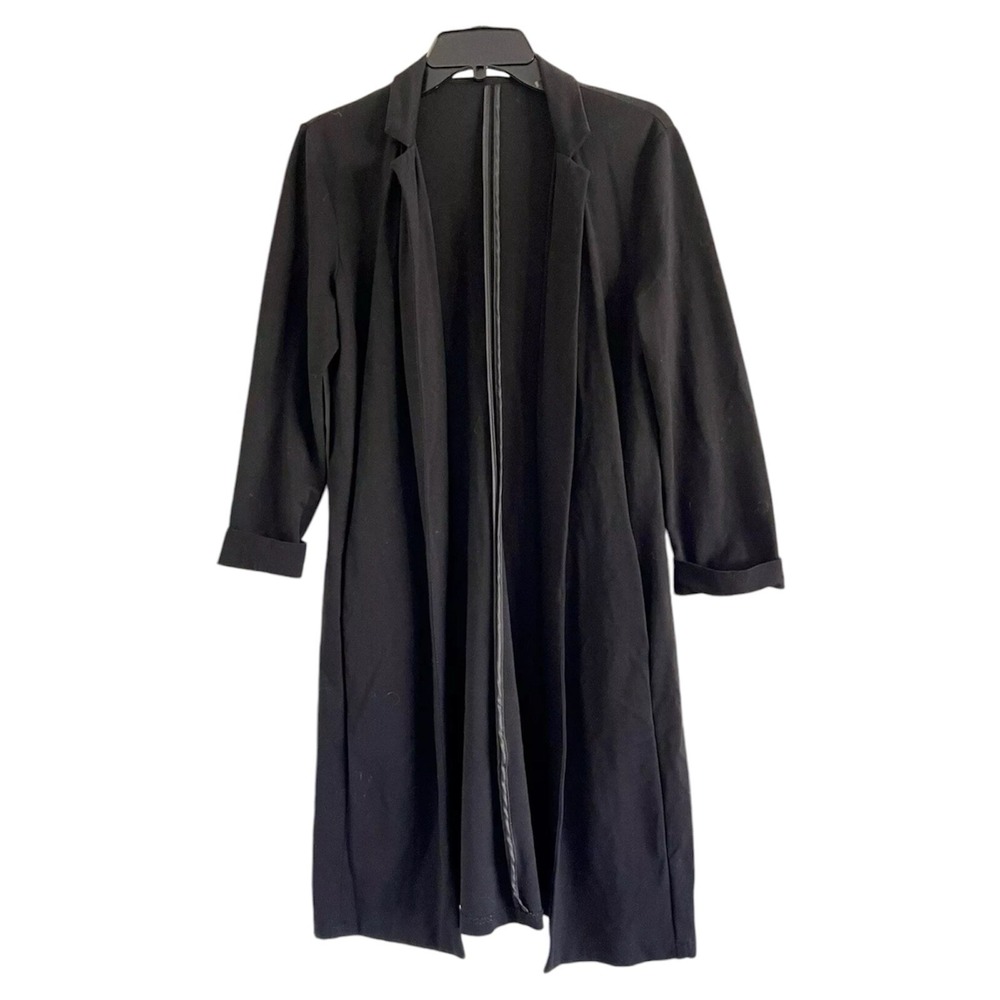 HAVE Women's Black Open Front Long Cardigan Sweater-SMALL
